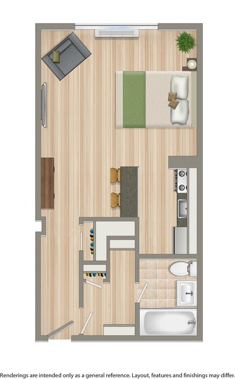 a floor plan of a room with a bathroom and a bedroom
